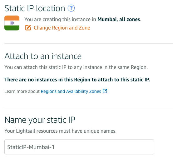 AWS LightSail Static IP Address