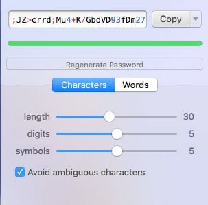 1Password Password Generation Screenshot