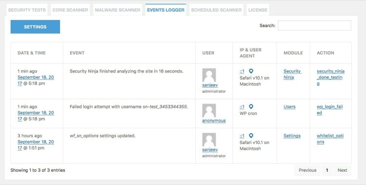 Security Ninja Event Logger to Secure Your WordPress