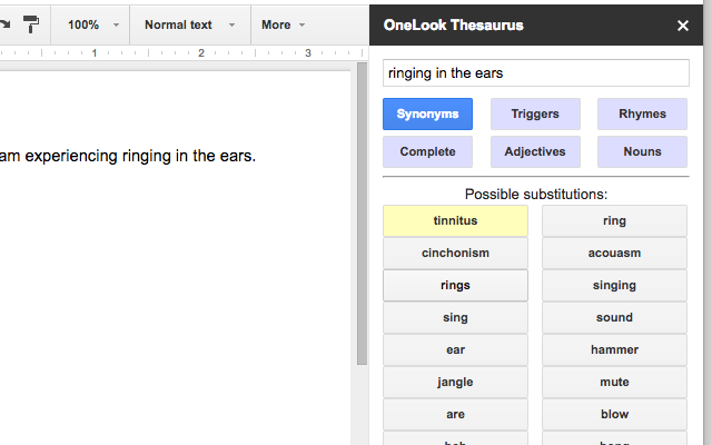 OneLook Thesaurus Google Docs Add Ons