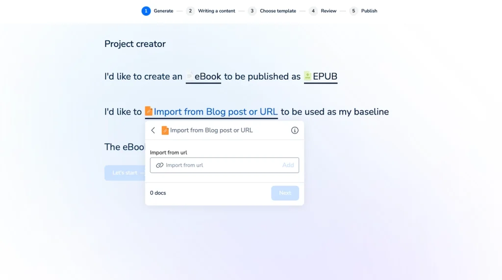 Designrr Review – Easily Create eBooks, Flipbooks and Lead Magnets 5 Create an eBook from Blog post using Designrr project