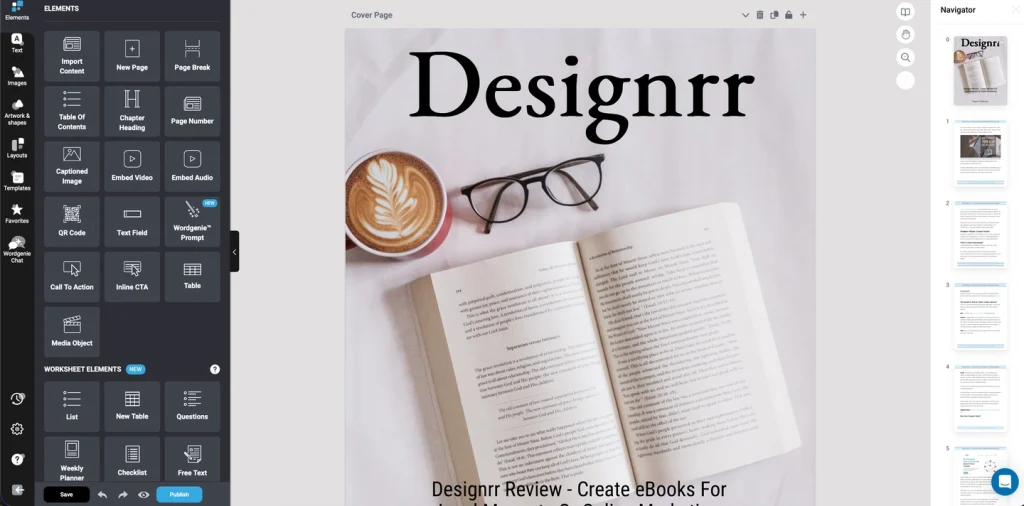 Designrr Review – Easily Create eBooks, Flipbooks and Lead Magnets 6 Designrr eBook Editing Panel with live editing capabilities