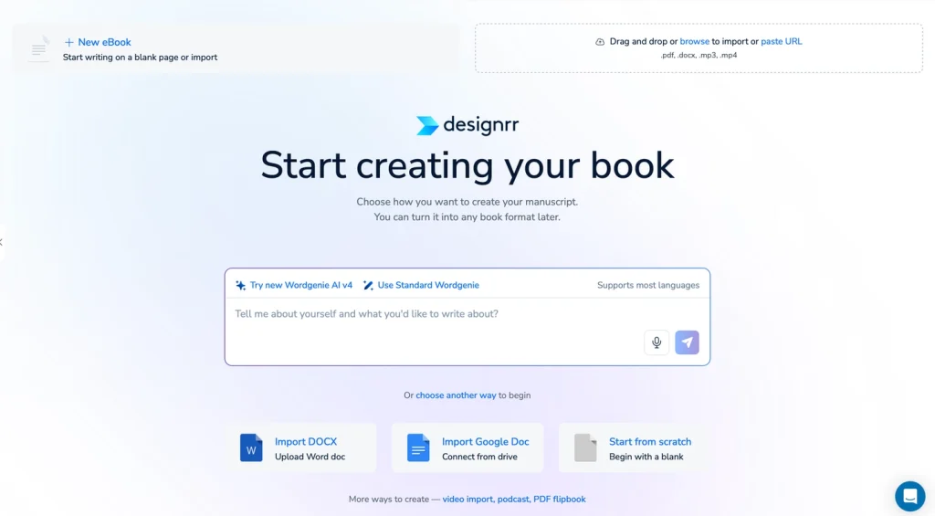 Designrr Review – Easily Create eBooks, Flipbooks and Lead Magnets 4 New project Creation In Designrr app