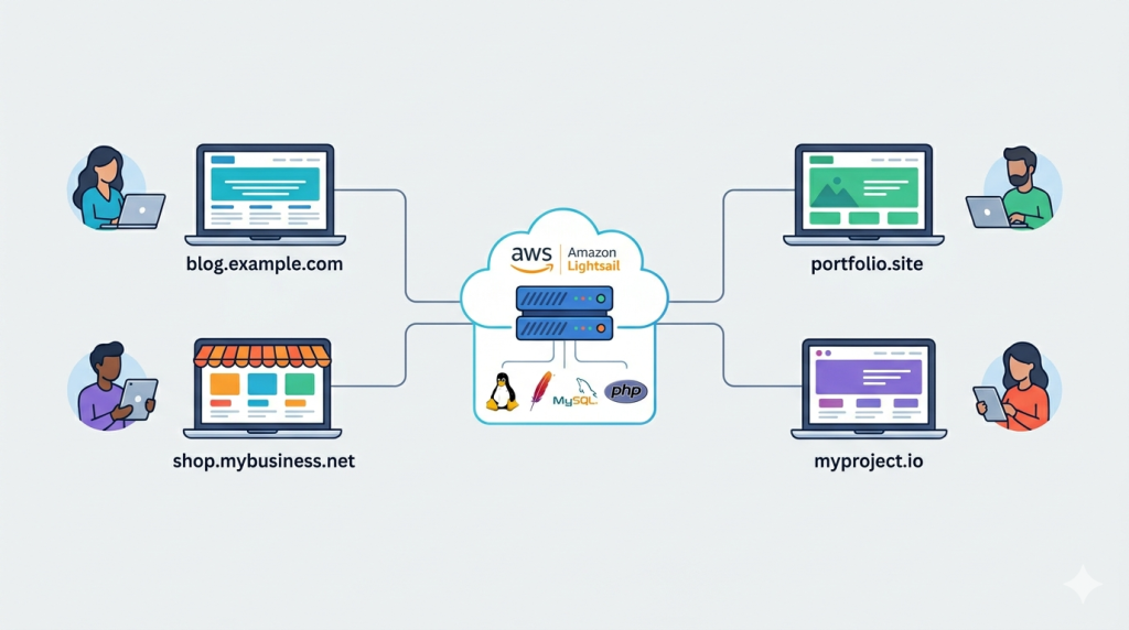 How to Host Multiple Sites With LAMP Stack Easily on AWS Lightsail 1 Host multiple sites with LAMP stack on AWS Lightsail server