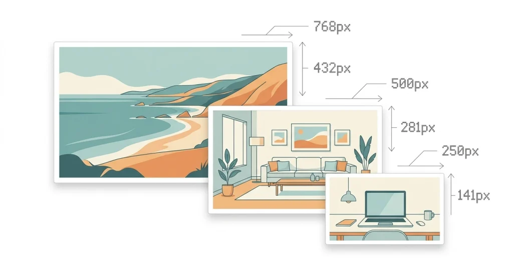 How To Optimize Images For GeneratePress WordPress Theme 6 Three blog images at different sizes showing 16:9 aspect ratio optimization for GeneratePress