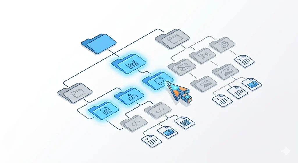 What Is Progressive Disclosure for AI and How to Use It 4 Project folder structure with selectively loaded files illustrating progressive disclosure for AI context
