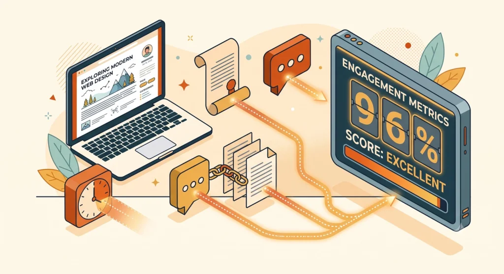 Four blog engagement metrics combining into a single engagement scoreboard
