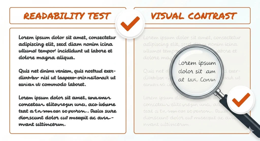 How to Choose an Accessible Brand Color Palette for Your Blog 2 High-contrast readable text compared with low-contrast text that fails WCAG
