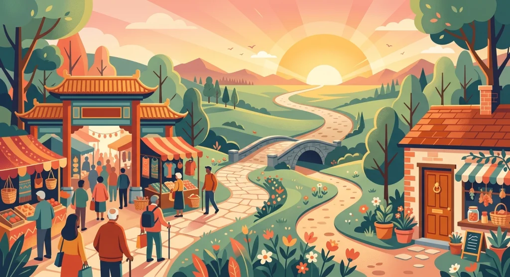 Two starting paths, marketplace and own store, merging into one selling journey