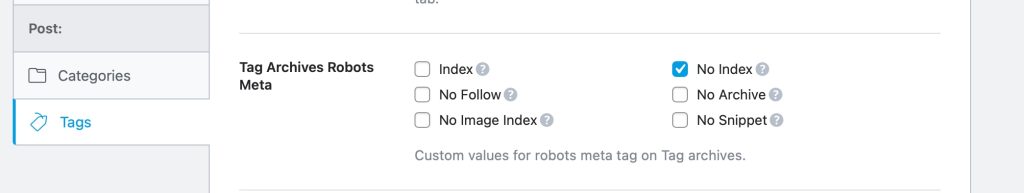 Rankmath WordPress Tag Noindex SEO Setting