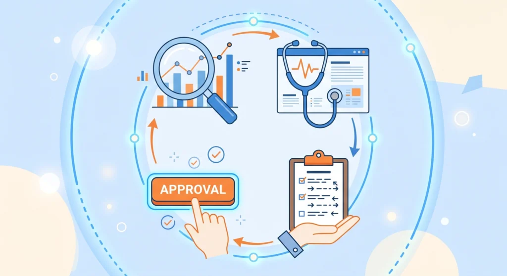 Detect diagnose propose and approve loop for an analytics correction workflow