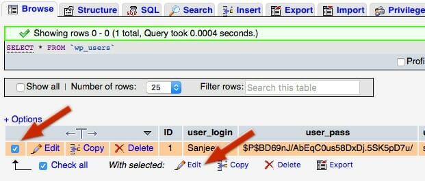 WordPress User Table Edit