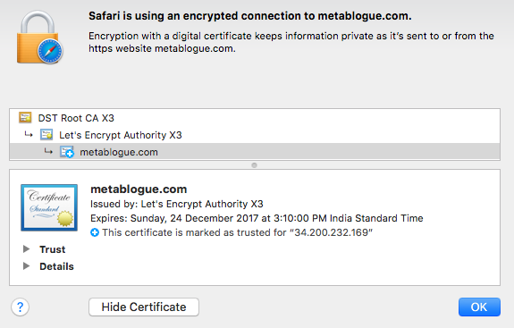 Additional Information For The Let's Encrypt SSL Certificate
