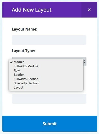 Divi Library - Create a new layout