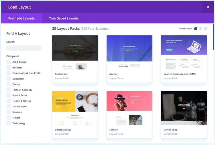 Divi Premade Layouts Package