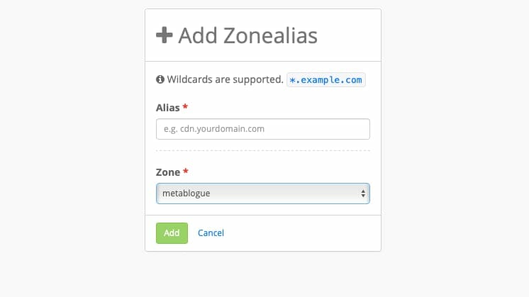 KeyCDN - Create Zone Aliases