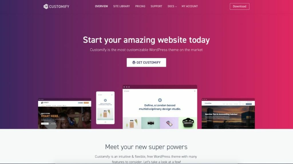 Customify WordPress Themes With Page Builders Support