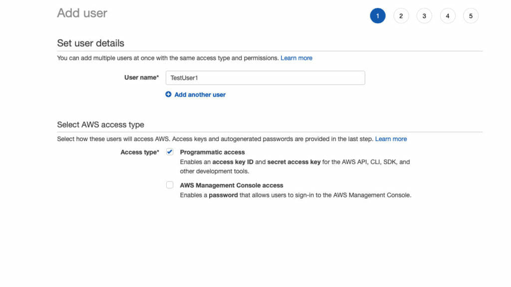 Create New User In AWS IAM