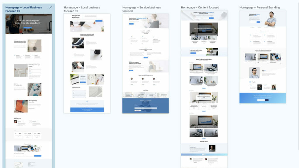 Homepage Predefined Layouts For Site Wizard Setup