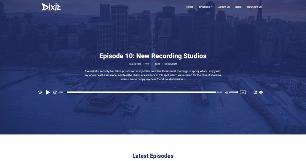 Dixie WordPress Theme For Audio Podcasters