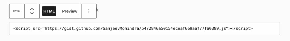 Embed Gist With Custom HTML Block