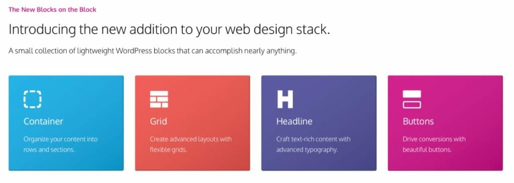 Blocks available in GenerateBlocks Plugin