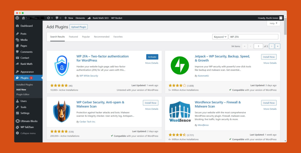 Download and Activate WP 2FA – Two-factor Authentication Plugin-min
