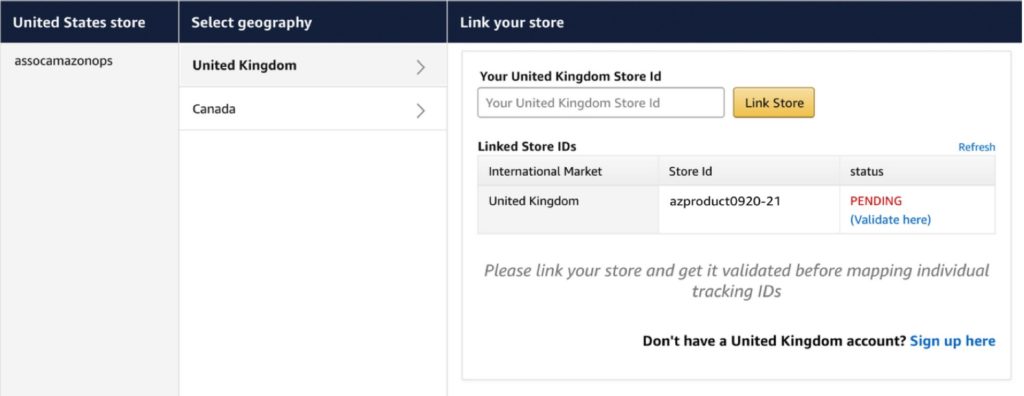 Amazon OneLink Link account